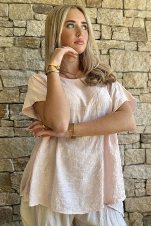 Lalli Damask Cap Sleeve Top Seashell